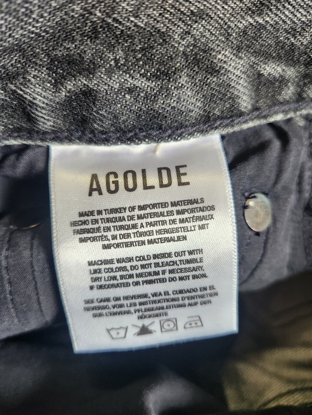 AGOLDE Lana Mid Rise Vintage Straight Jeans Roam Black/Gray Wash Sz 23 Like New - Picture 7 of 9